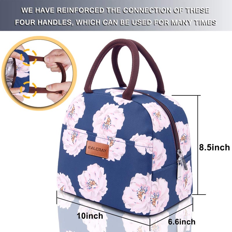 BALORAY Lunch Bag for Women Men Insulated Lunch Box for Adult Reusable Lunch Tote Bag for Work, Picnic or Travel (Pink Flower) - Image 4
